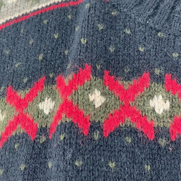 J. Crew Vintage Fair Isle Longline Cardigan Sweater Shetland Wool Hong Kong M - Picture 6 of 9